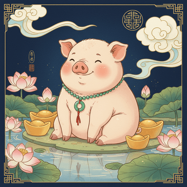 属猪 · 国风艺术插画